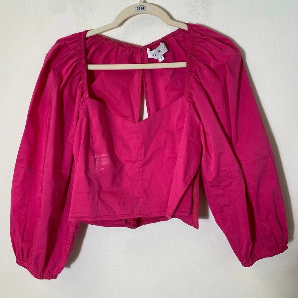 Buru Hot Pink Cropped Blouse Sz M